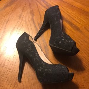 Black Lace Platform Heels